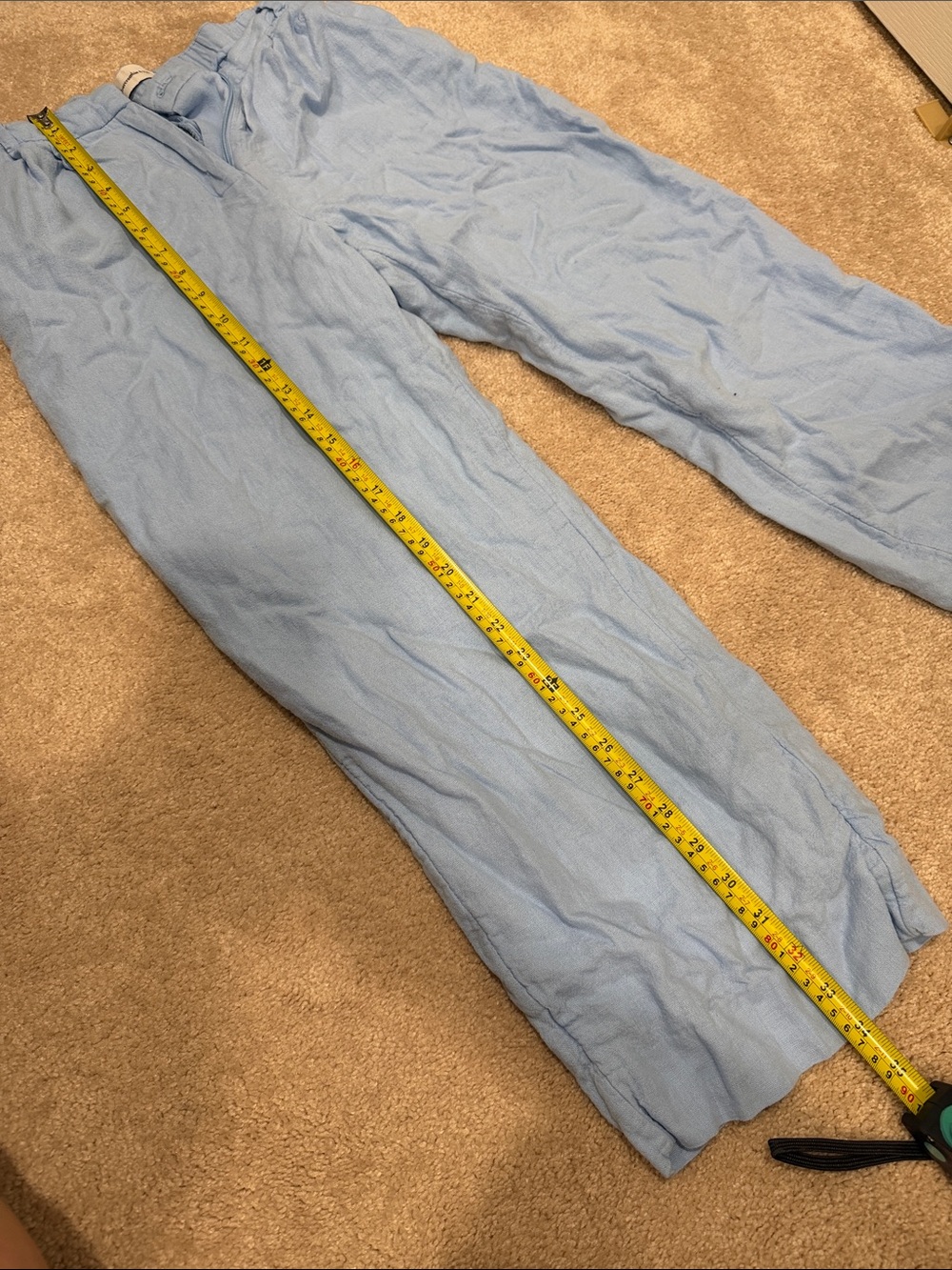 Abercrombie & Fitch Light Blue Pants (linen blend) curve love low rise